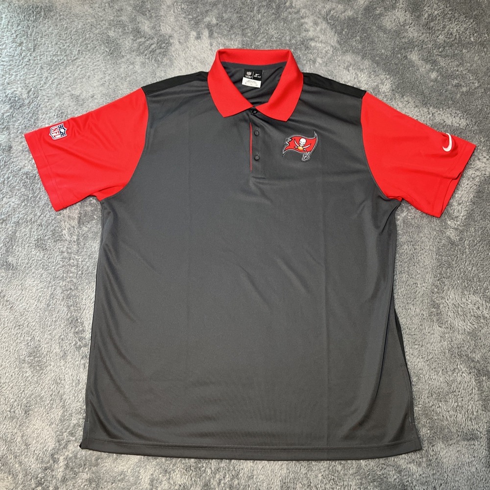 NFL On Field Apparel Dri-Fit Buccaneers Men's SZ XL Red/Grey Short Sleeve Polo